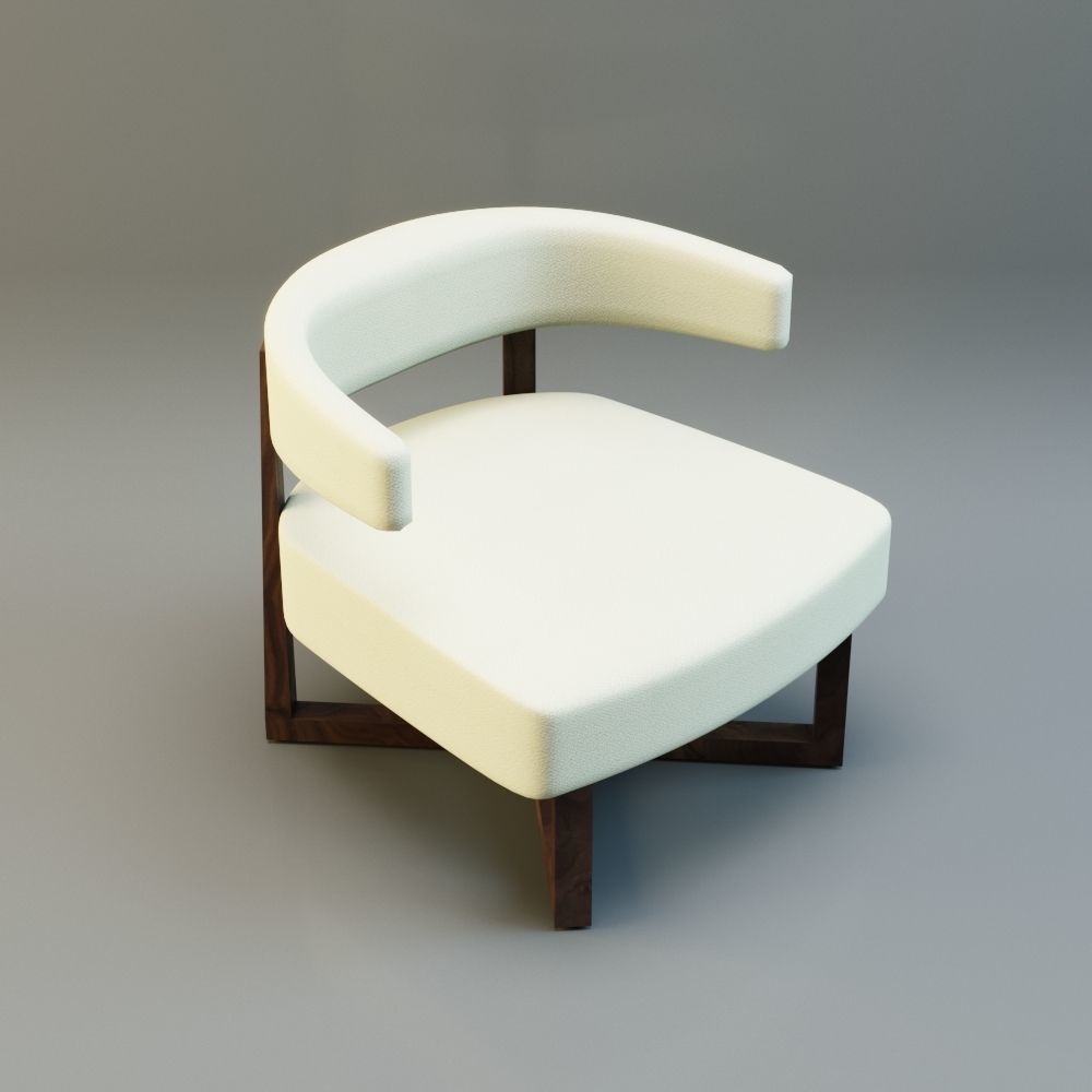 Armchair modern chair Low-poly 3D model_3
