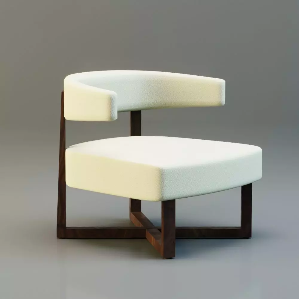 Armchair modern chair Low-poly 3D model_0