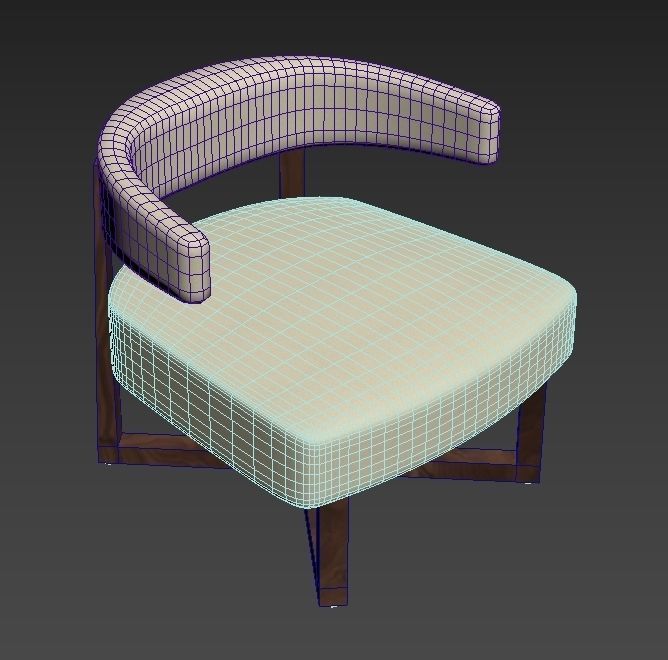 Armchair modern chair Low-poly 3D model_4