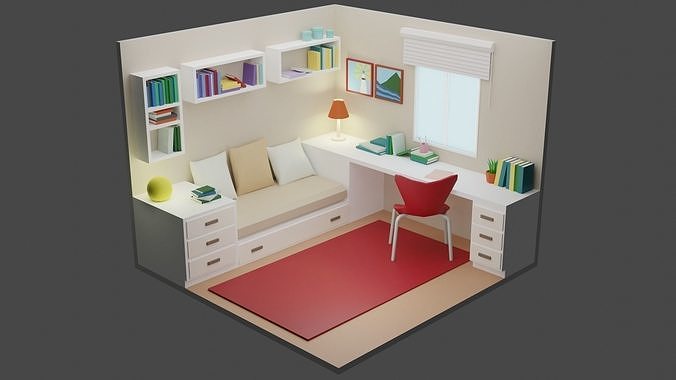 Bedroom 17 Low-poly 3D model