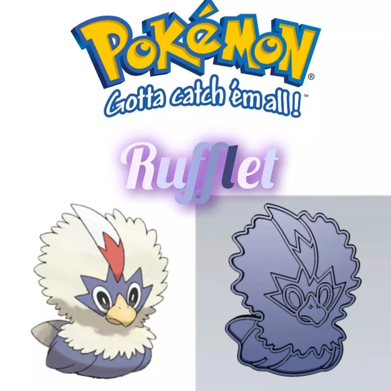Amazing Pokemon Rufflet Cookie Cutter Stamp Cake Decorating  3D model_0