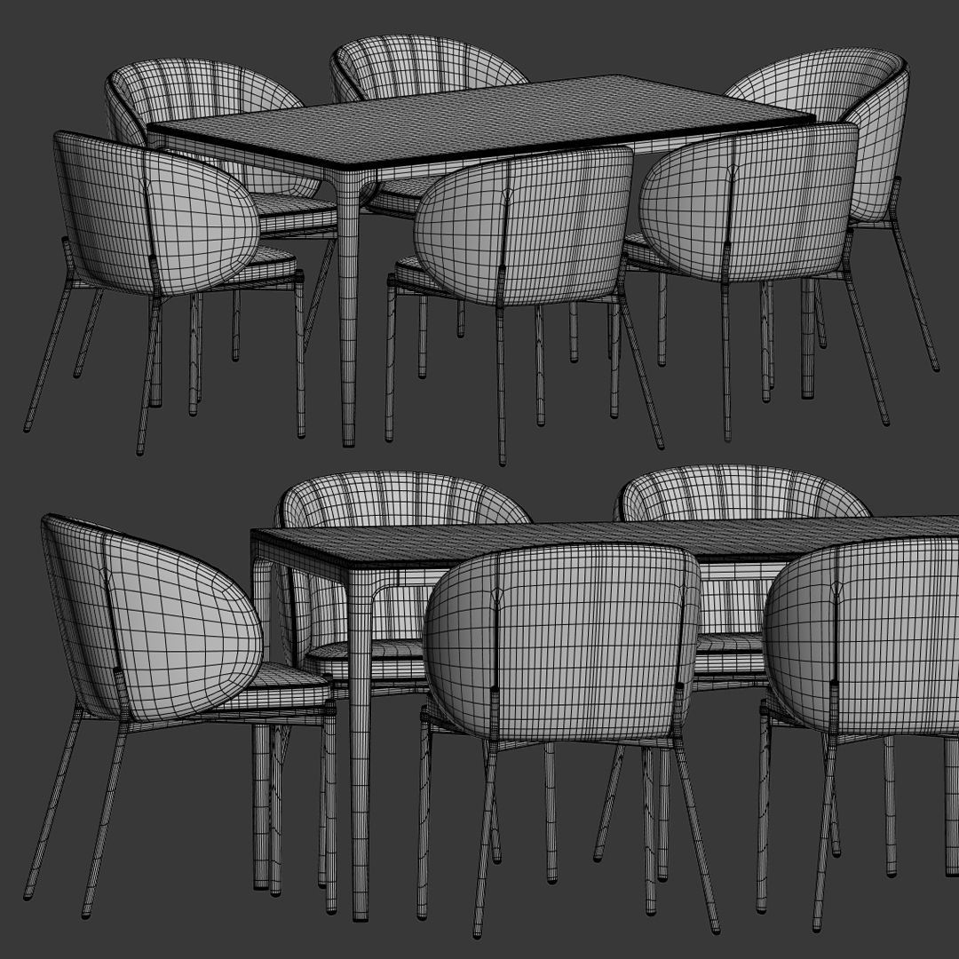 Shell Chair Canto Table Dining Set 3D model_4