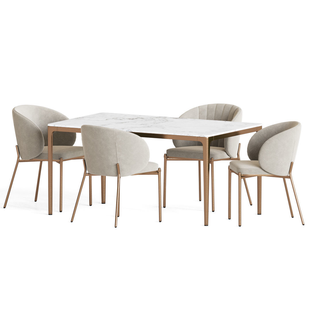 Shell Chair Canto Table Dining Set 3D model_2