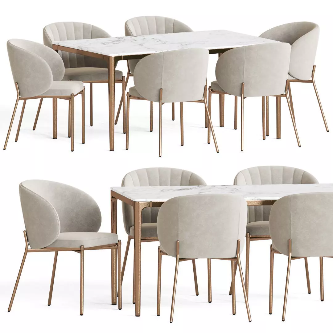 Shell Chair Canto Table Dining Set 3D model_0