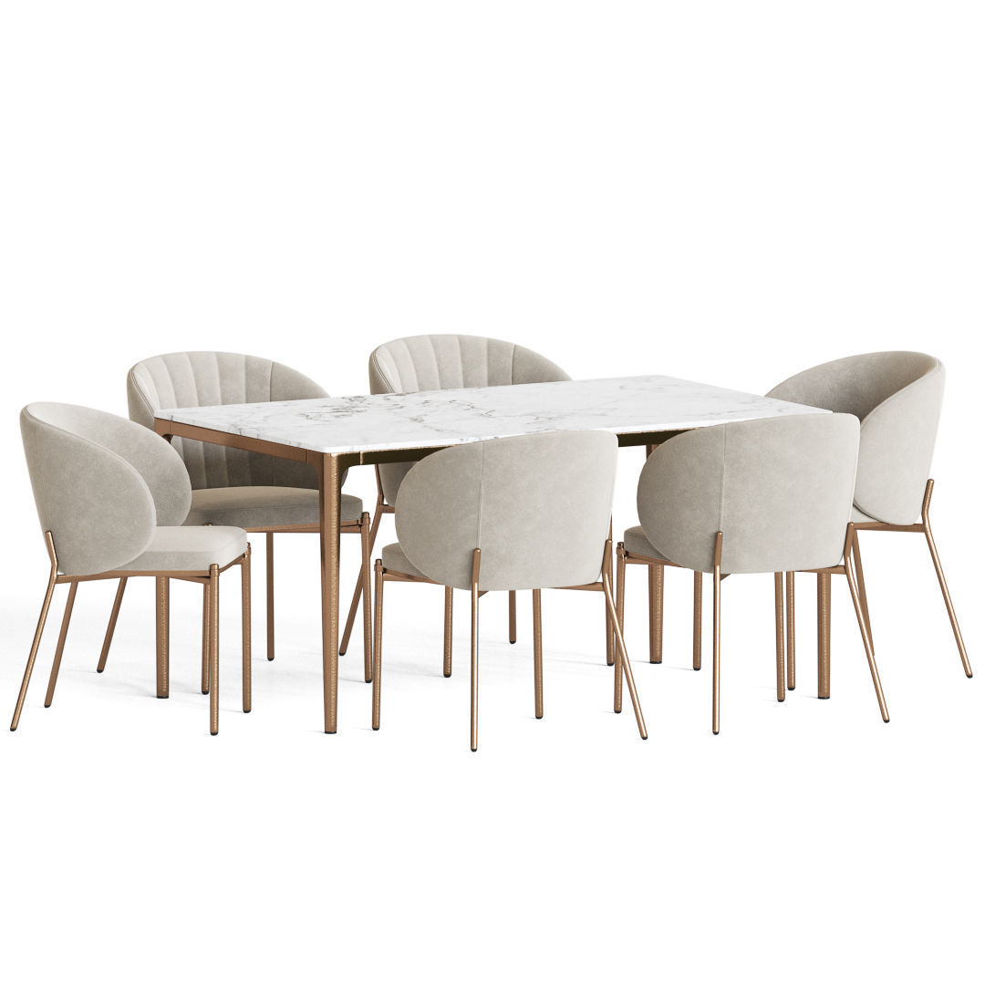 Shell Chair Canto Table Dining Set 3D model_1
