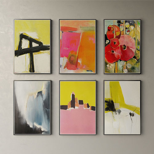The collection of paintings  abstract art 3D model