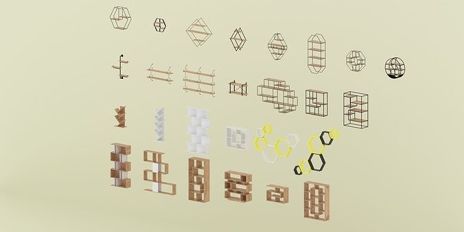 Shelf collection in loft and classic style  3D model