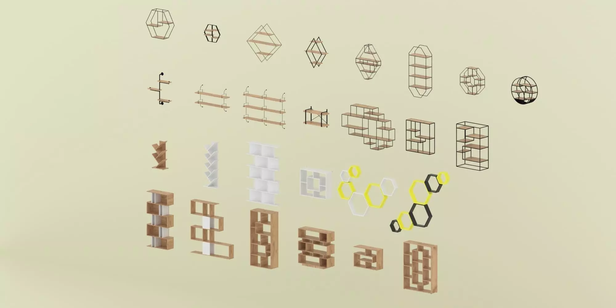 Shelf collection in loft and classic style  3D model_0