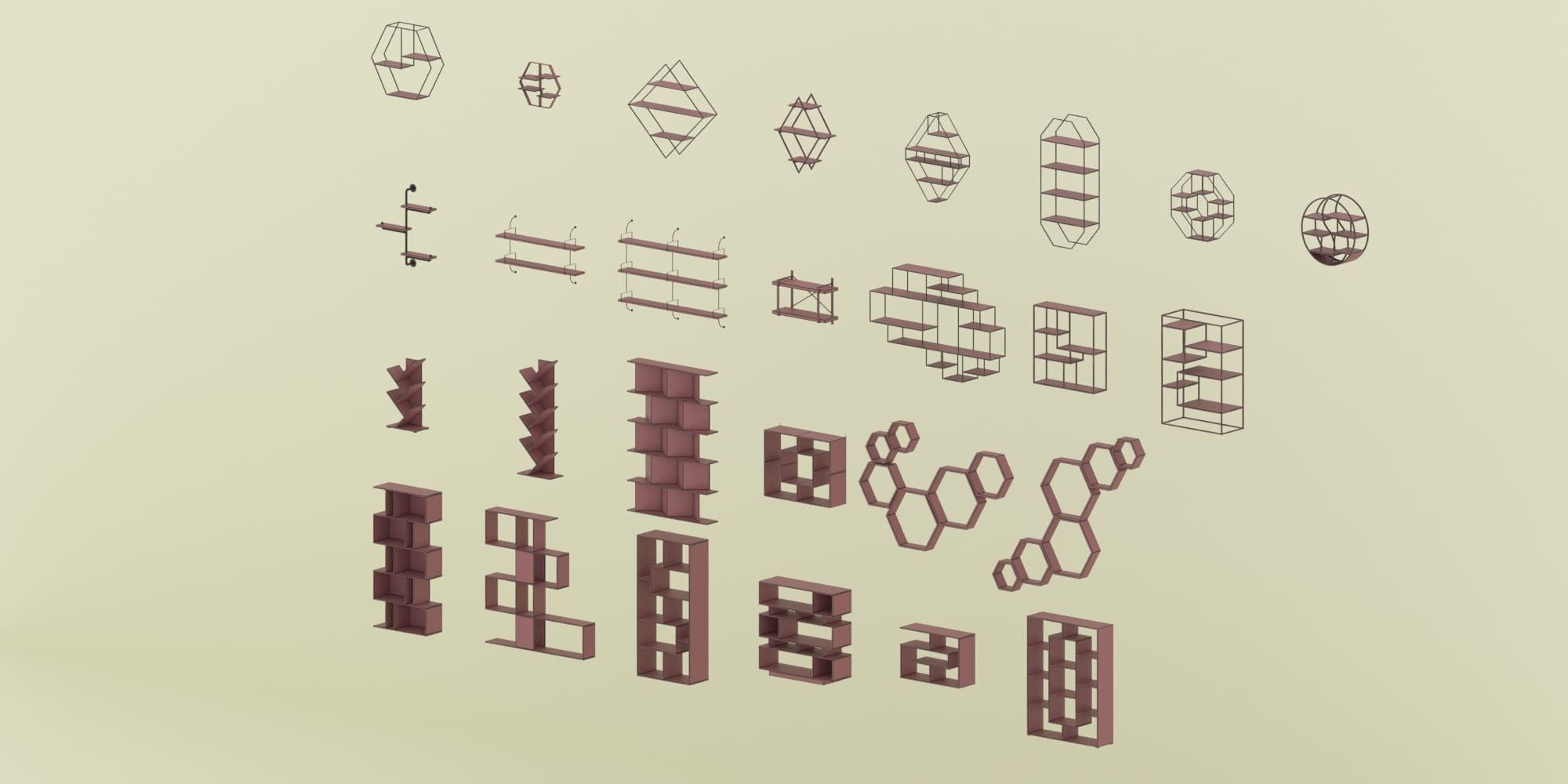 Shelf collection in loft and classic style  3D model_1