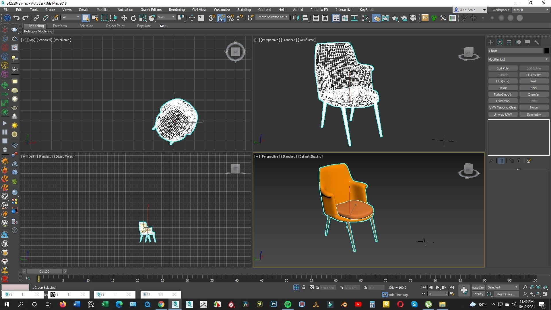 Arm Chair 3d model Low-poly 3D model_14