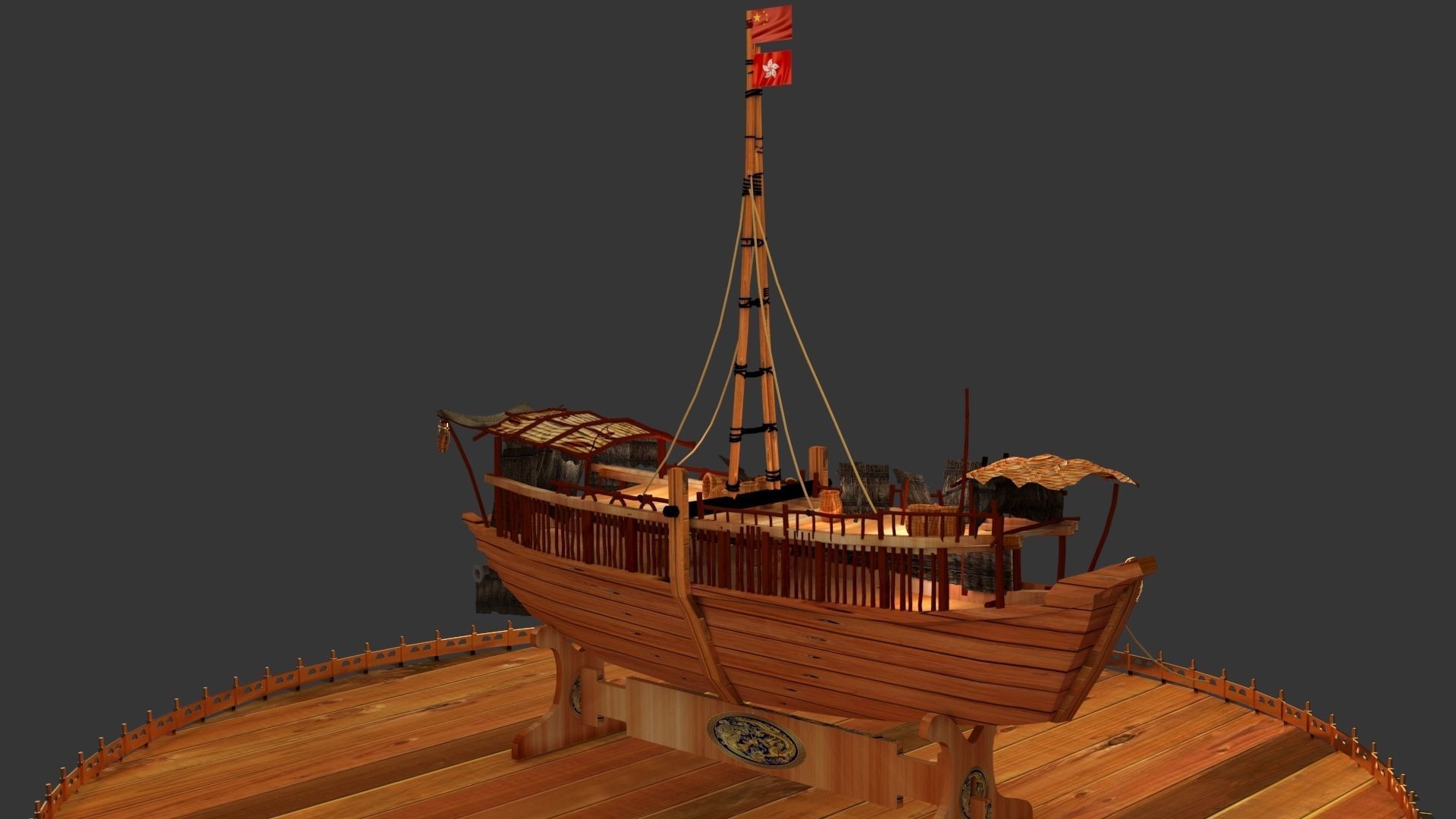 Chinese junk boat  3D model_3
