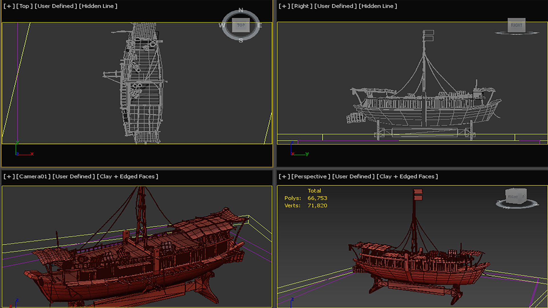 Chinese junk boat  3D model_9