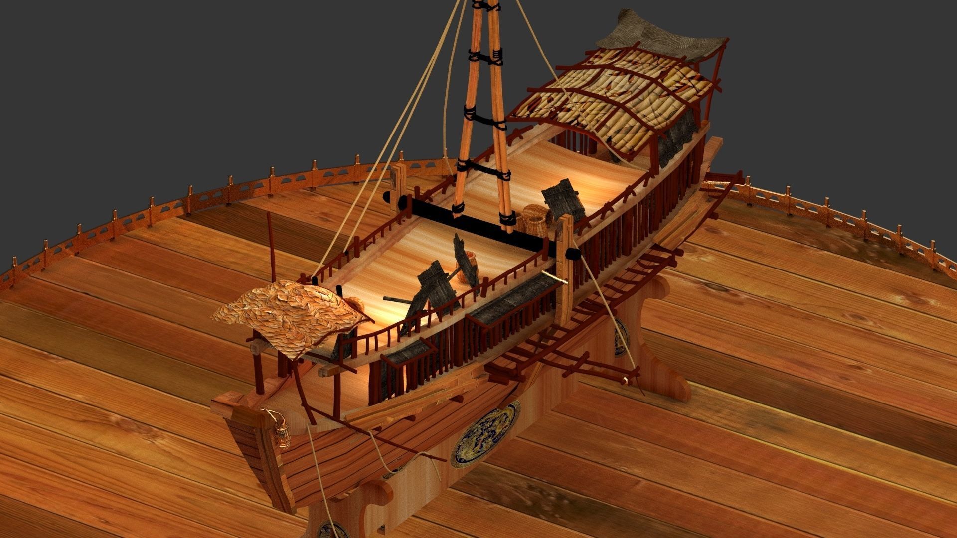 Chinese junk boat  3D model_2