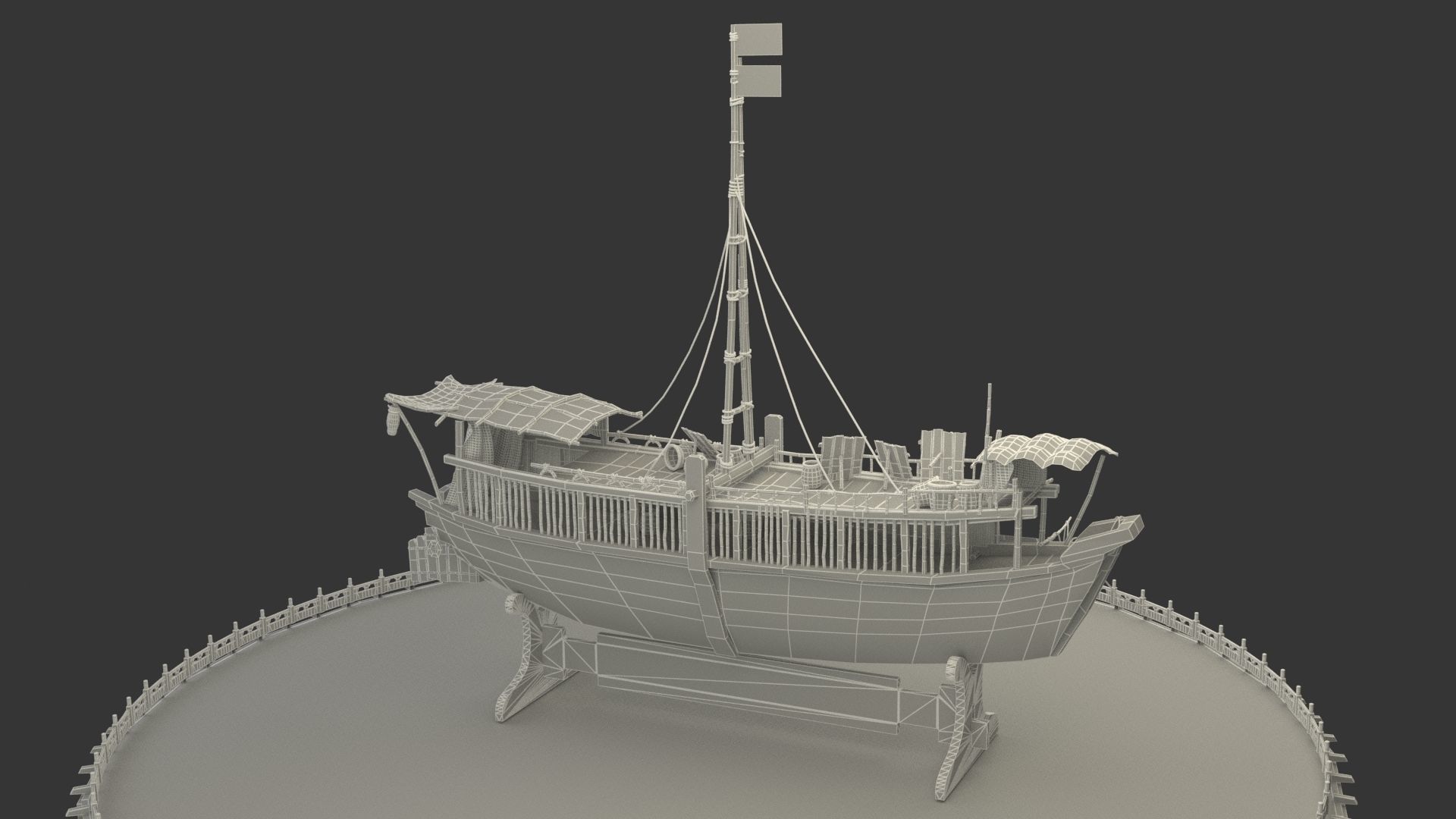 Chinese junk boat  3D model_6
