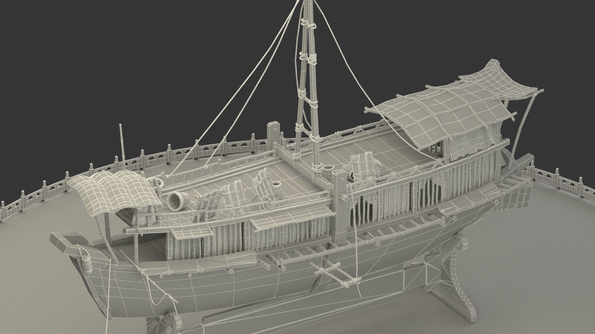 Chinese junk boat  3D model_7