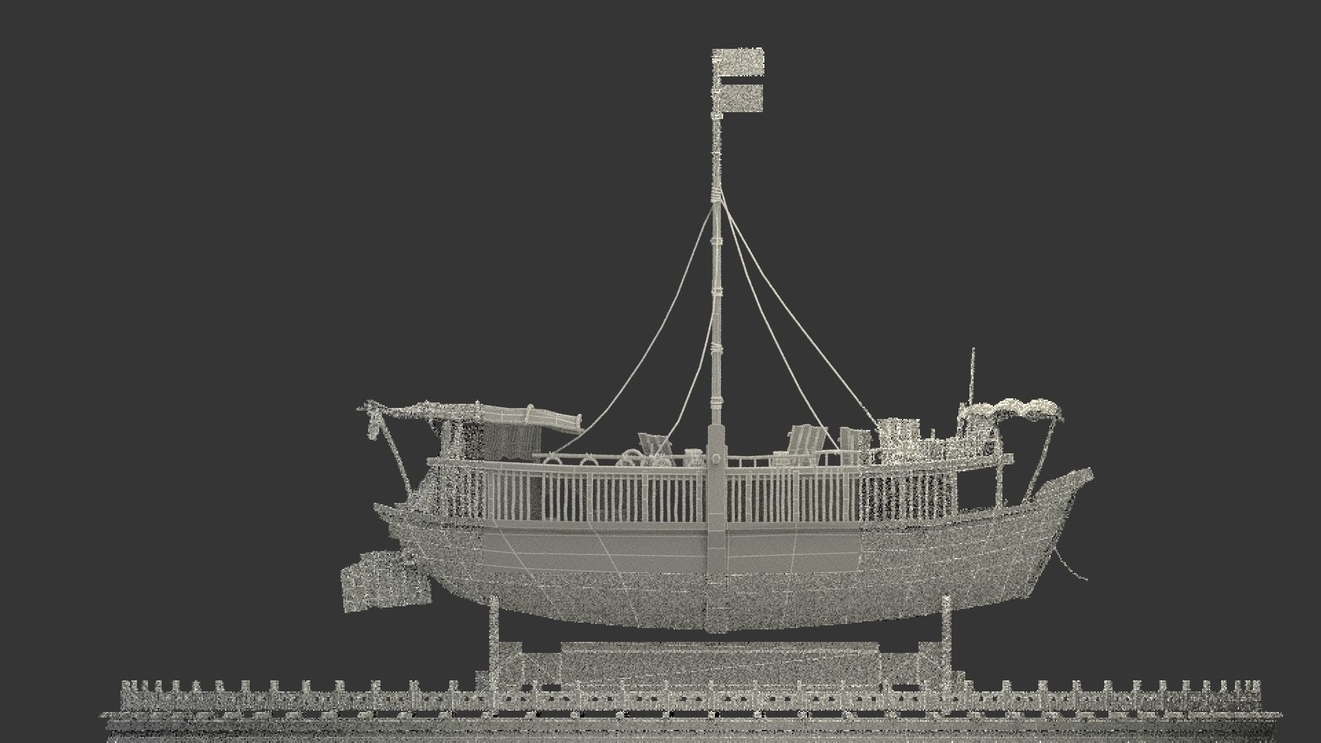Chinese junk boat  3D model_5