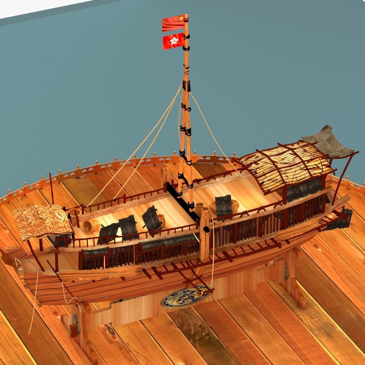 Chinese junk boat  3D model_8