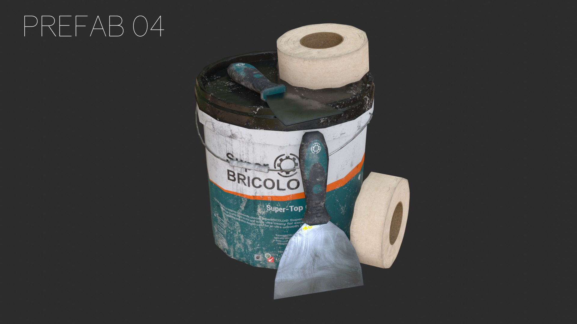 Top Coat Bucket and Tools Low-poly 3D model_14