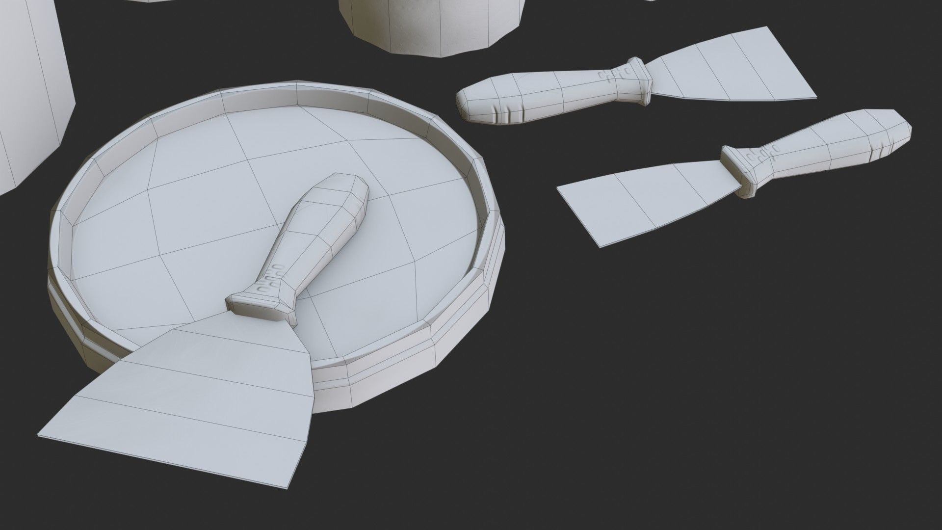 Top Coat Bucket and Tools Low-poly 3D model_21