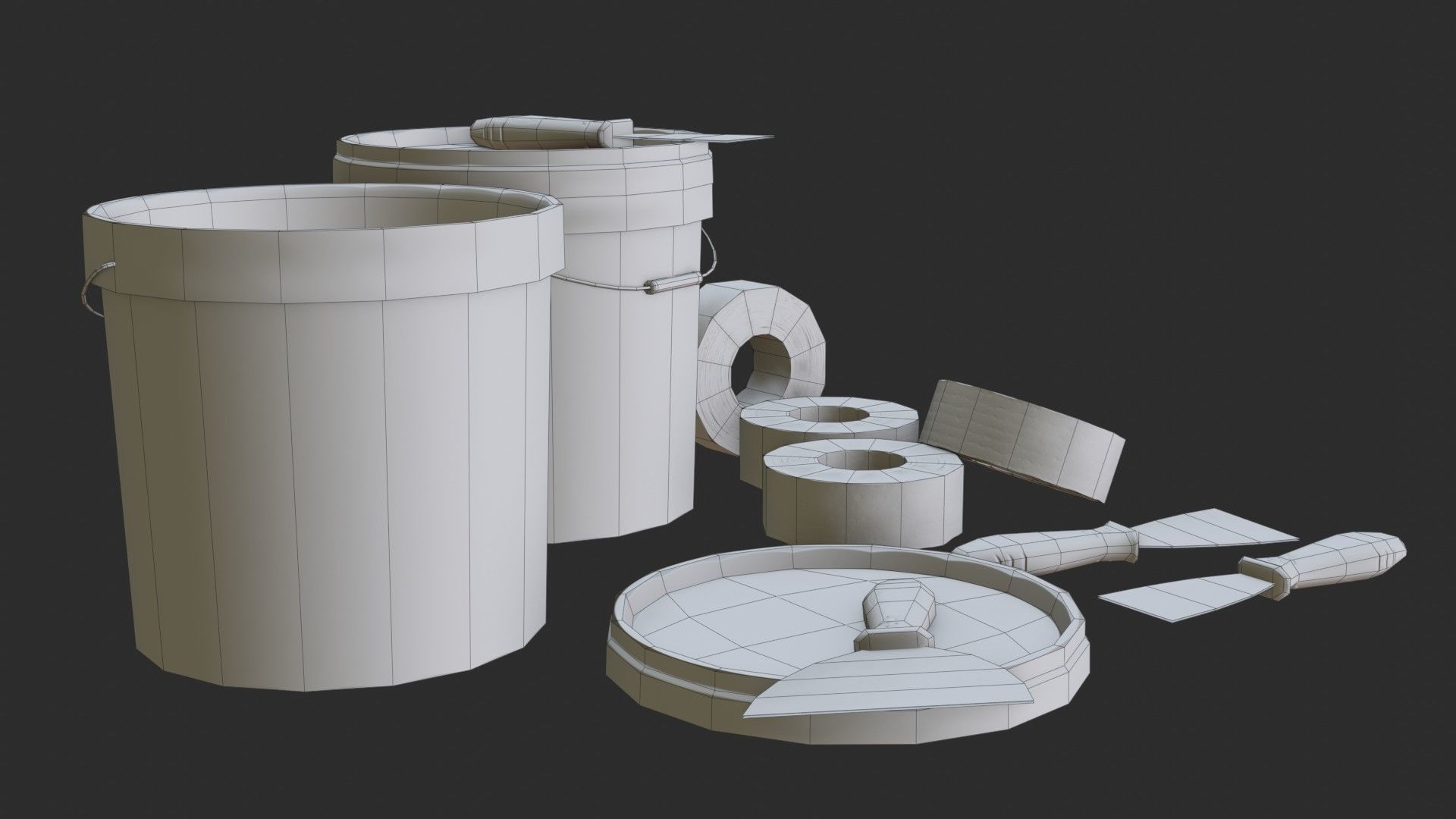 Top Coat Bucket and Tools Low-poly 3D model_20