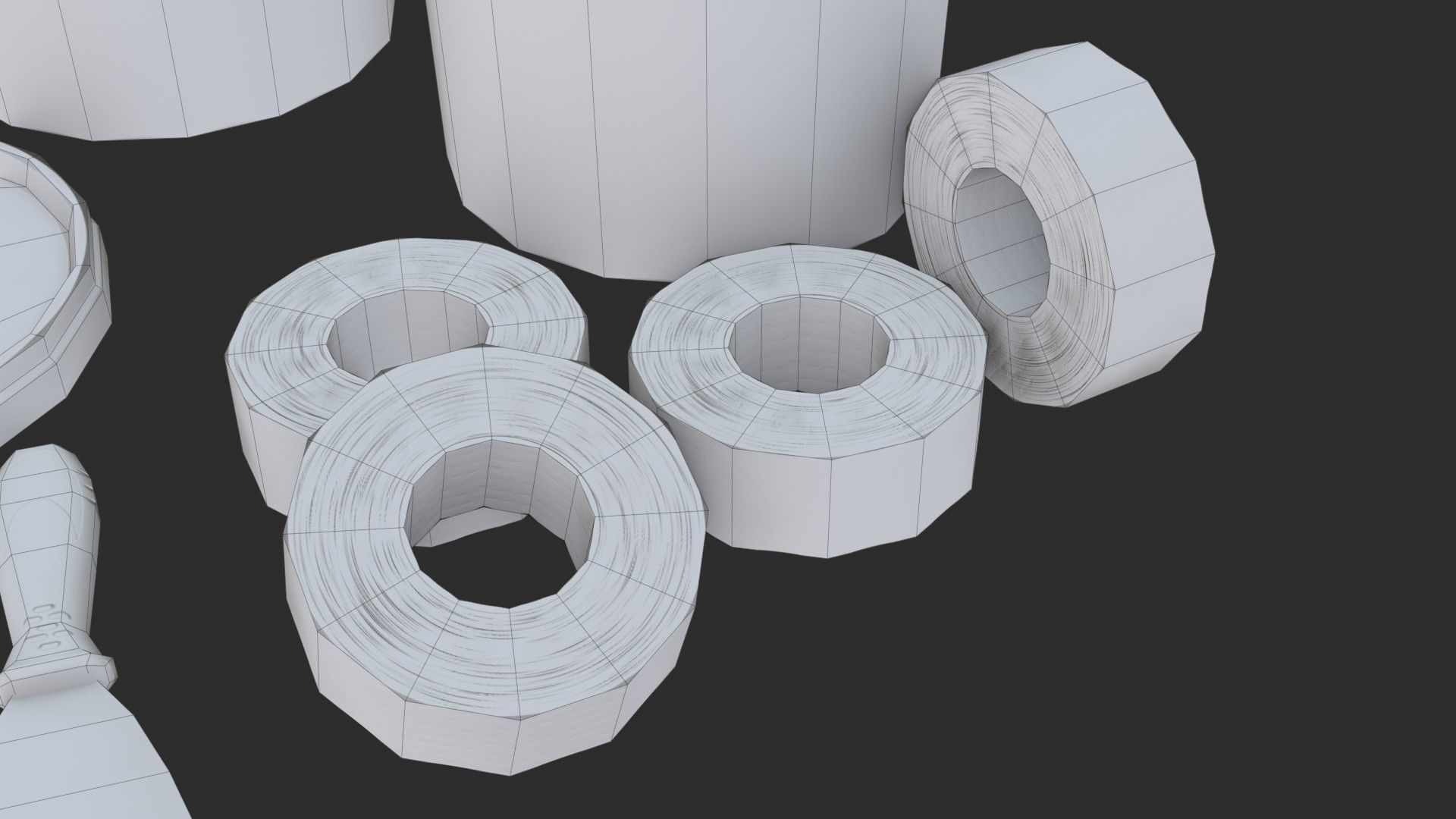 Top Coat Bucket and Tools Low-poly 3D model_22