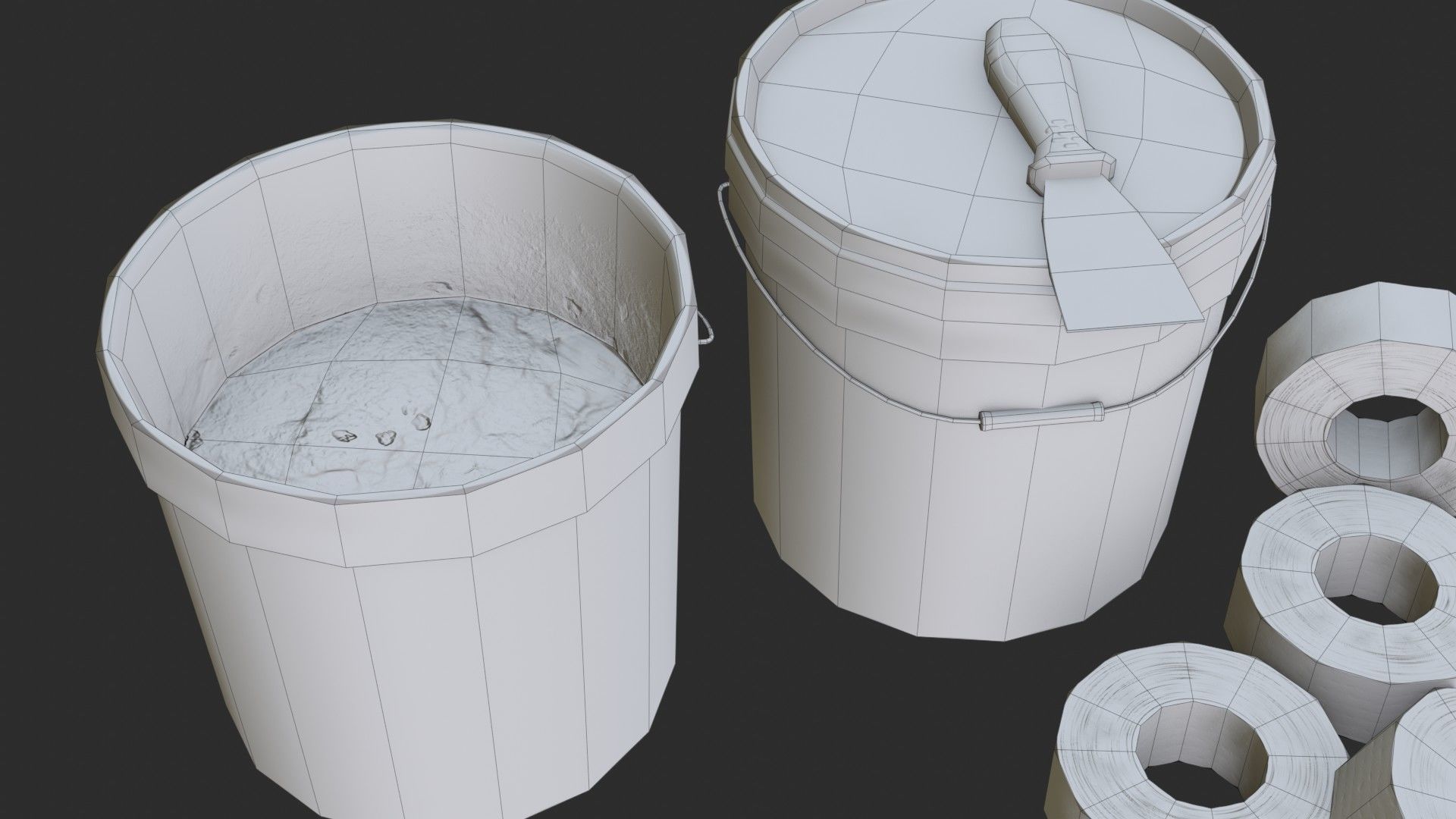Top Coat Bucket and Tools Low-poly 3D model_23