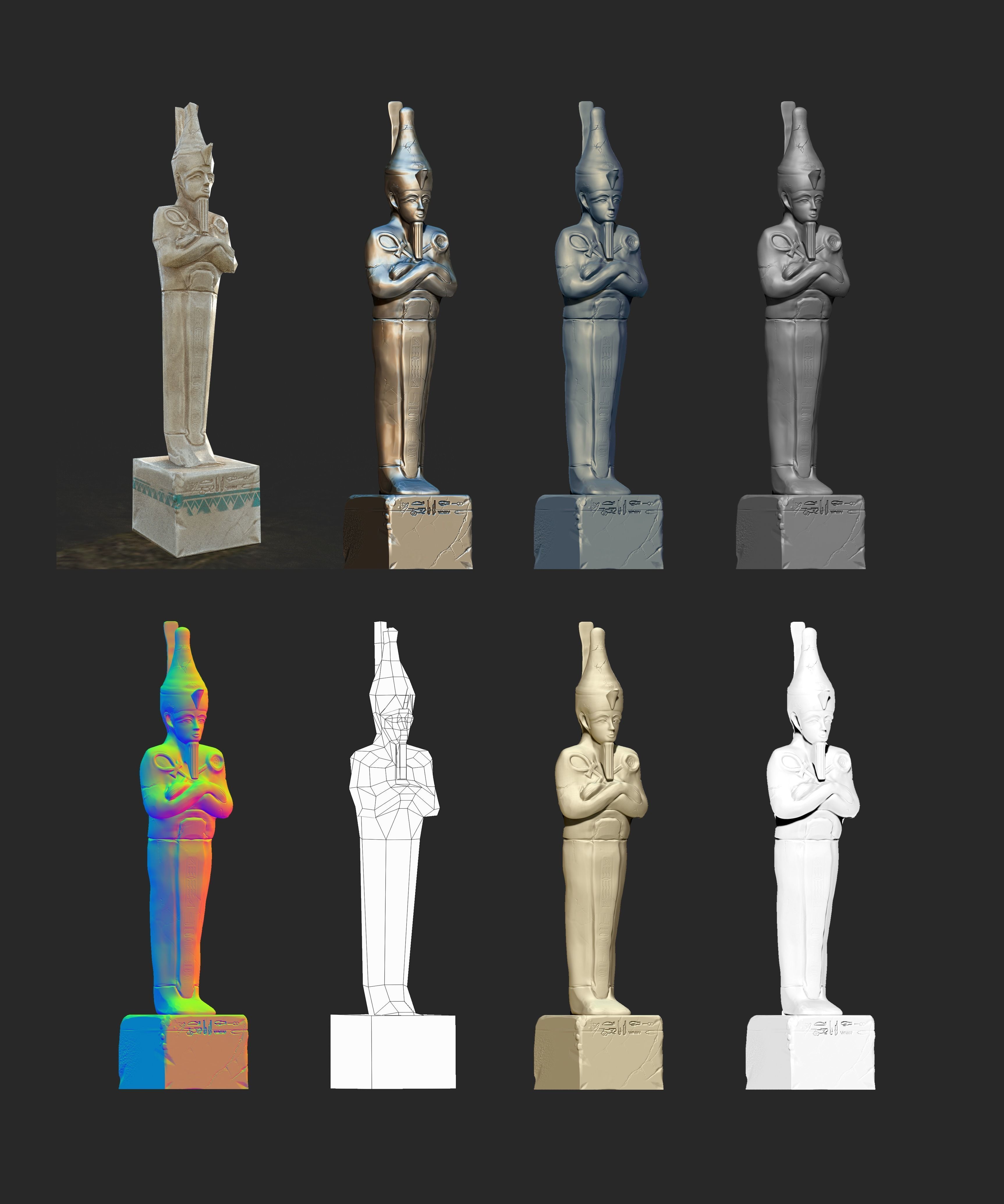 pharaoh Temple Statue-Ancient Egypt VR - AR  low-poly 3d model Low-poly 3D model_6