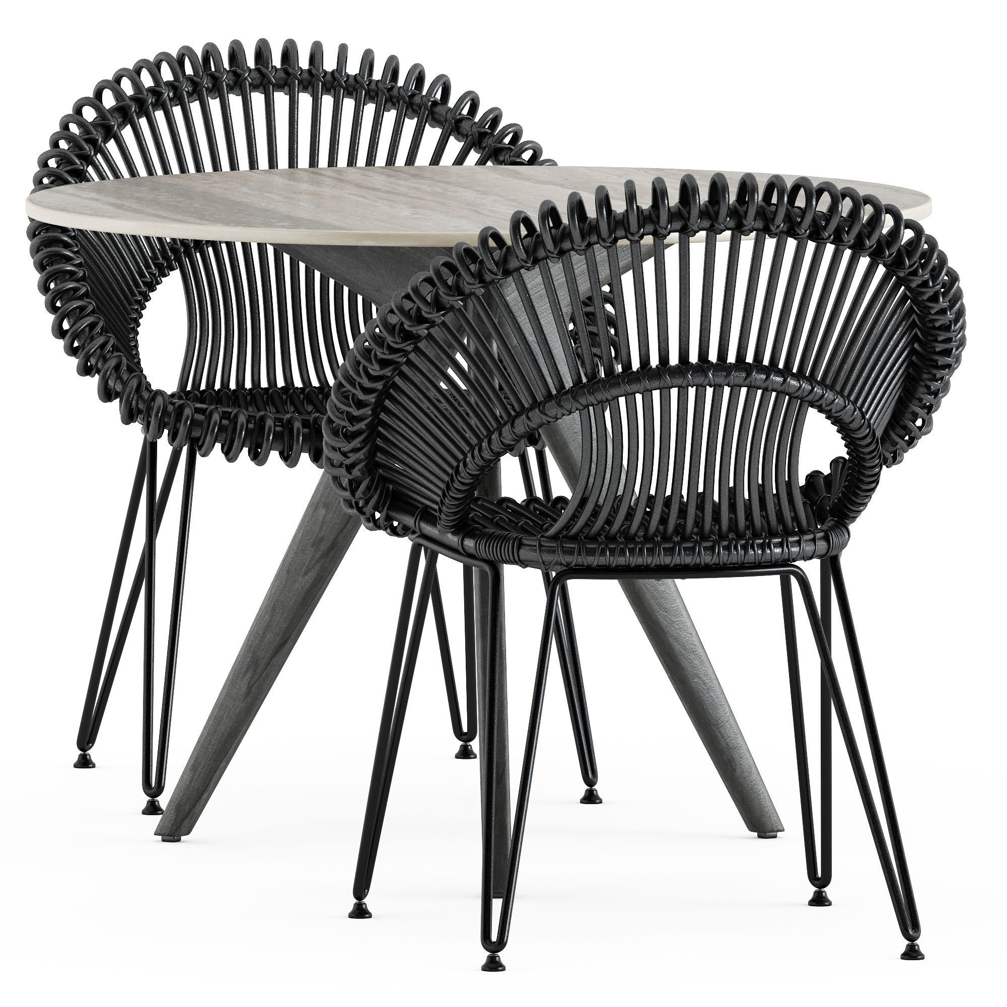 Roxy armchair by janusetcie and Teak nero table CF 100 3D model_2