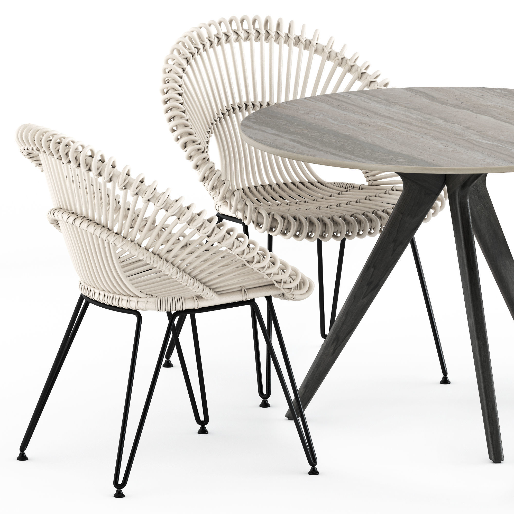 Roxy armchair by janusetcie and Teak nero table CF 100 3D model_1