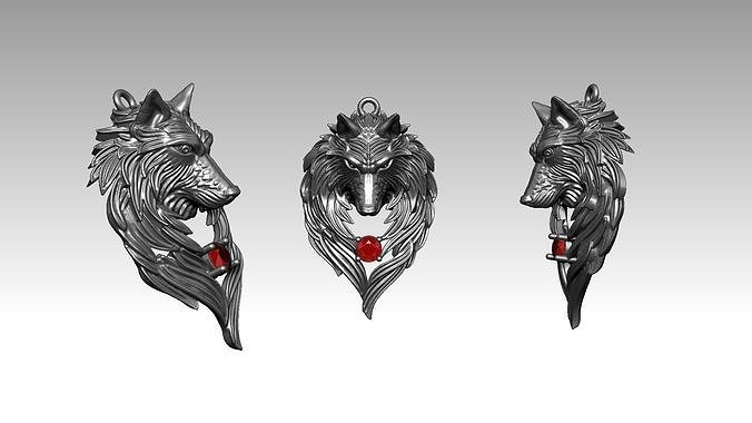 Wolf pendant 3D print model