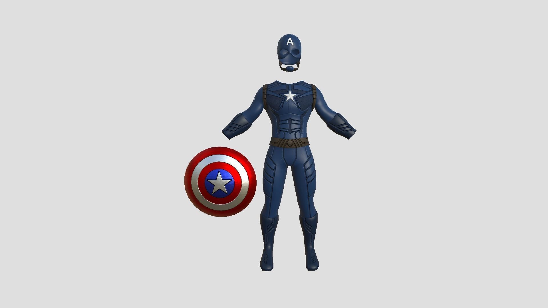 Captain America Outfit 01 - Character Design Fashion Low-poly 3D model_3