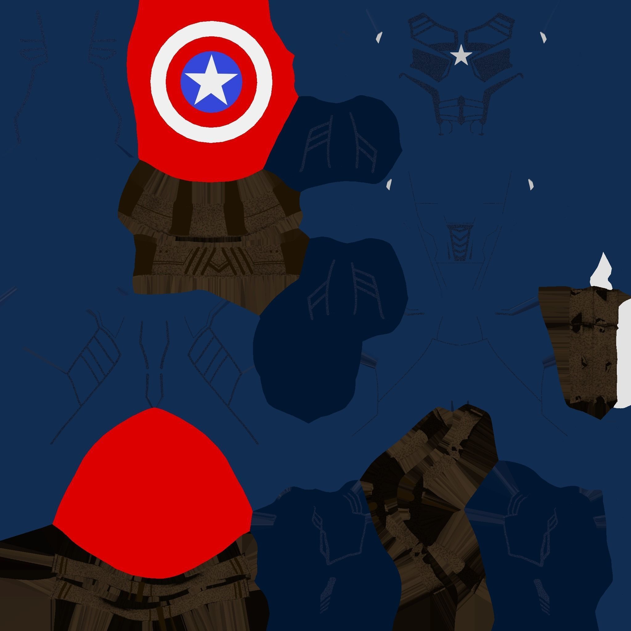 Captain America Outfit 01 - Character Design Fashion Low-poly 3D model_17