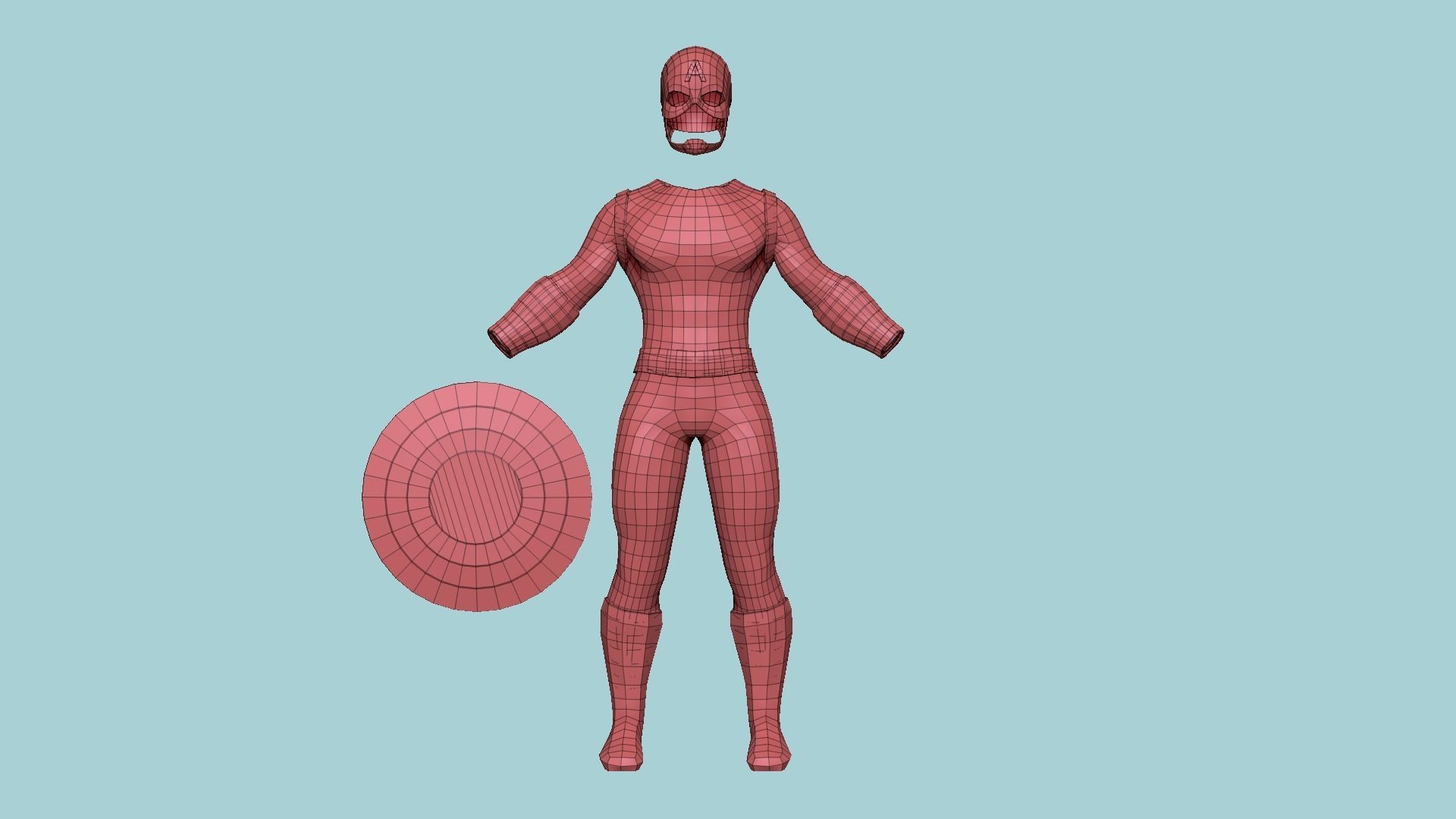 Captain America Outfit 01 - Character Design Fashion Low-poly 3D model_14