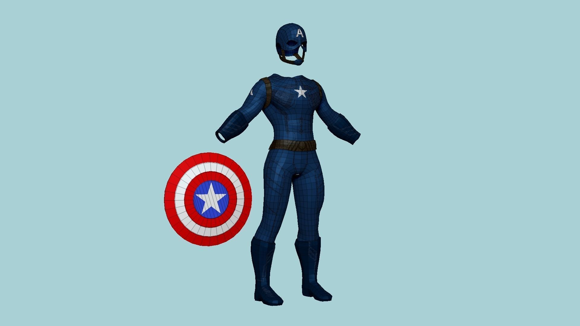 Captain America Outfit 01 - Character Design Fashion Low-poly 3D model_9