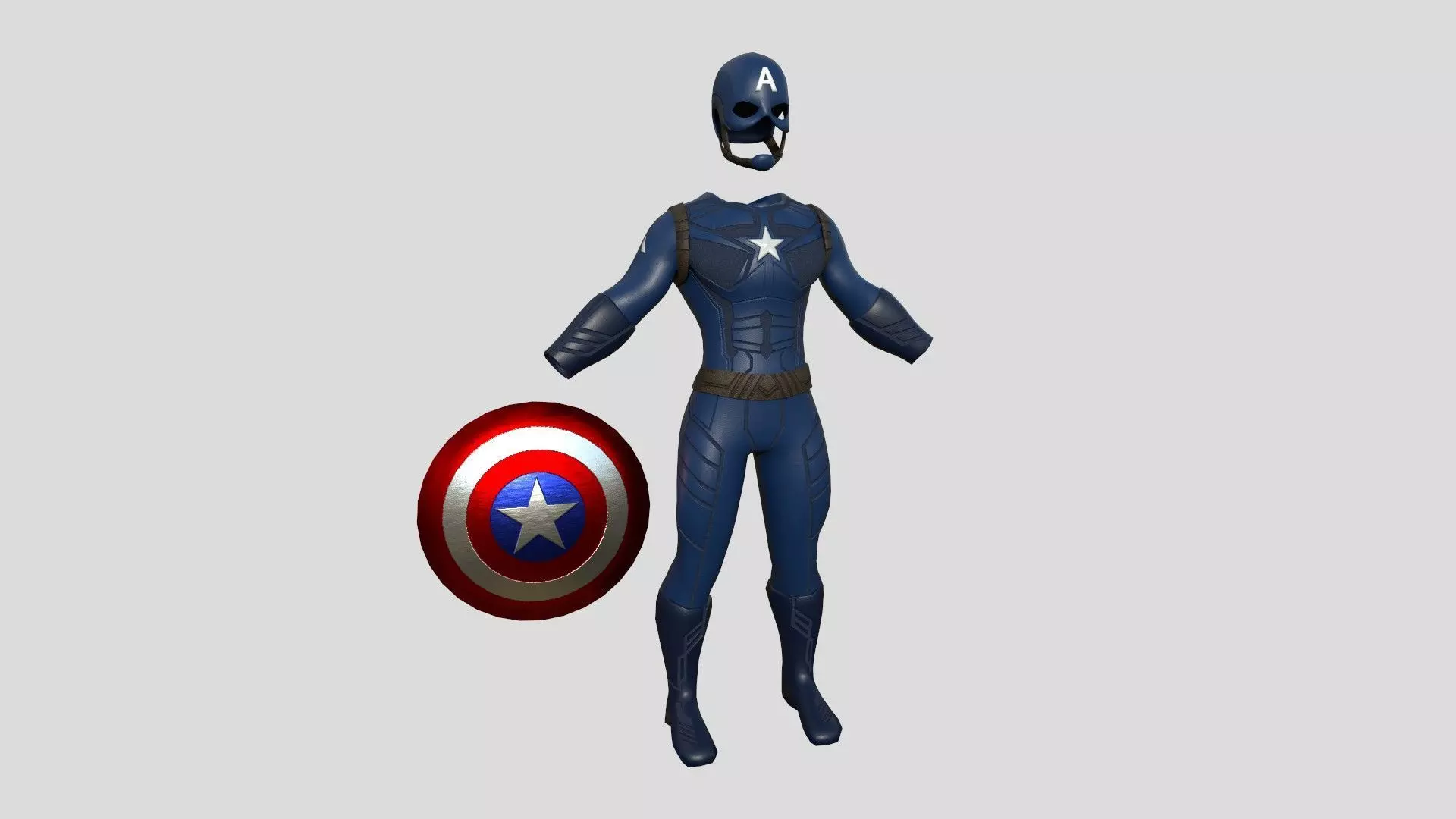 Captain America Outfit 01 - Character Design Fashion Low-poly 3D model_0