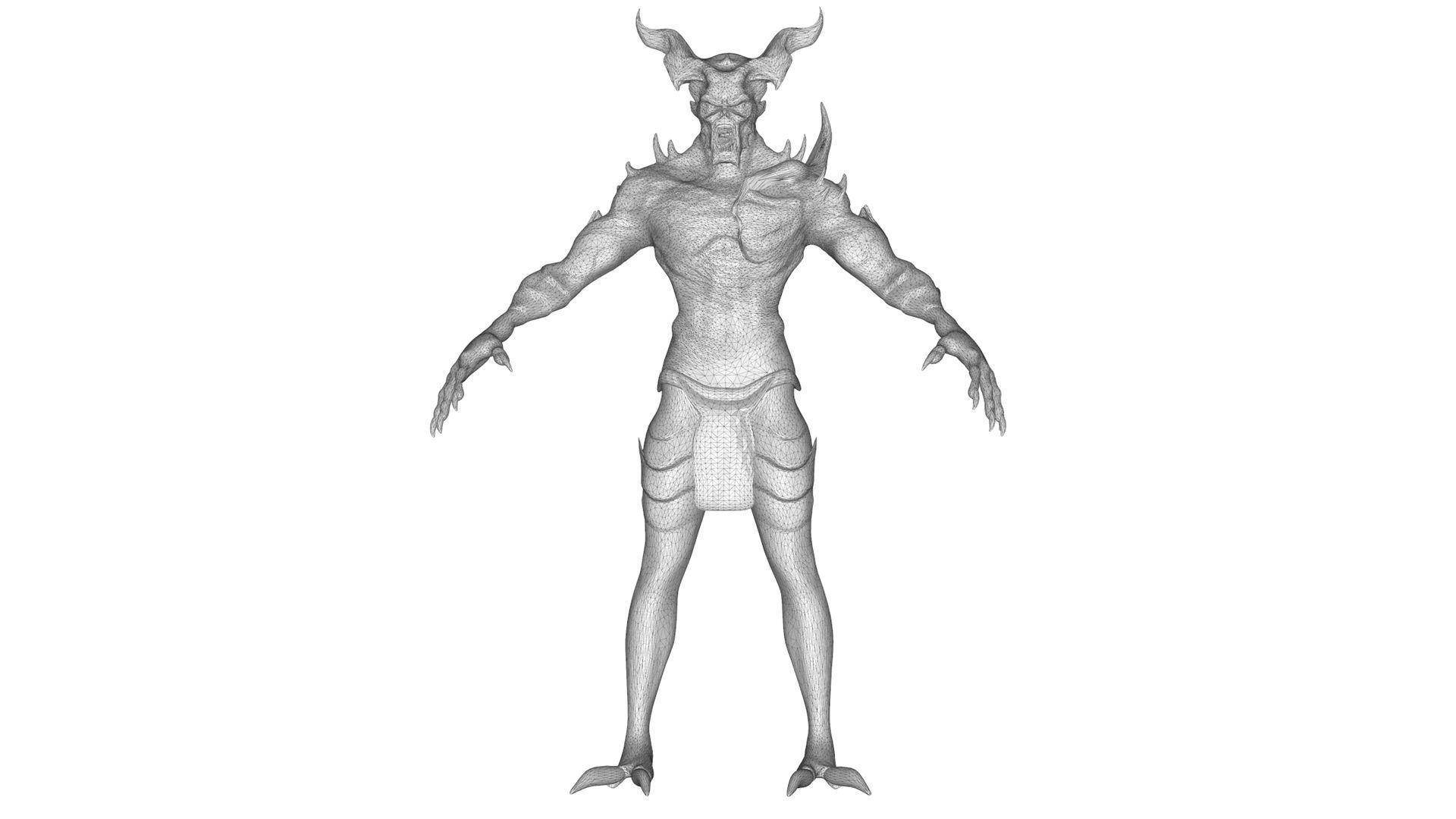 Demon with horns and shorts Low-poly 3D model_5