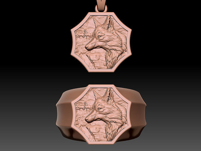 Wolf  man ring and pendant Silver Gold  Print 3D print model
