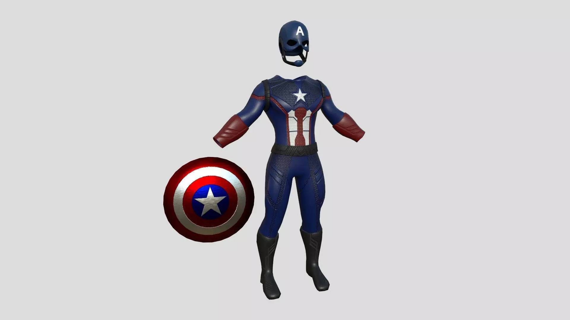 Captain America Outfit 03 - Character Design Fashion Low-poly 3D model_0