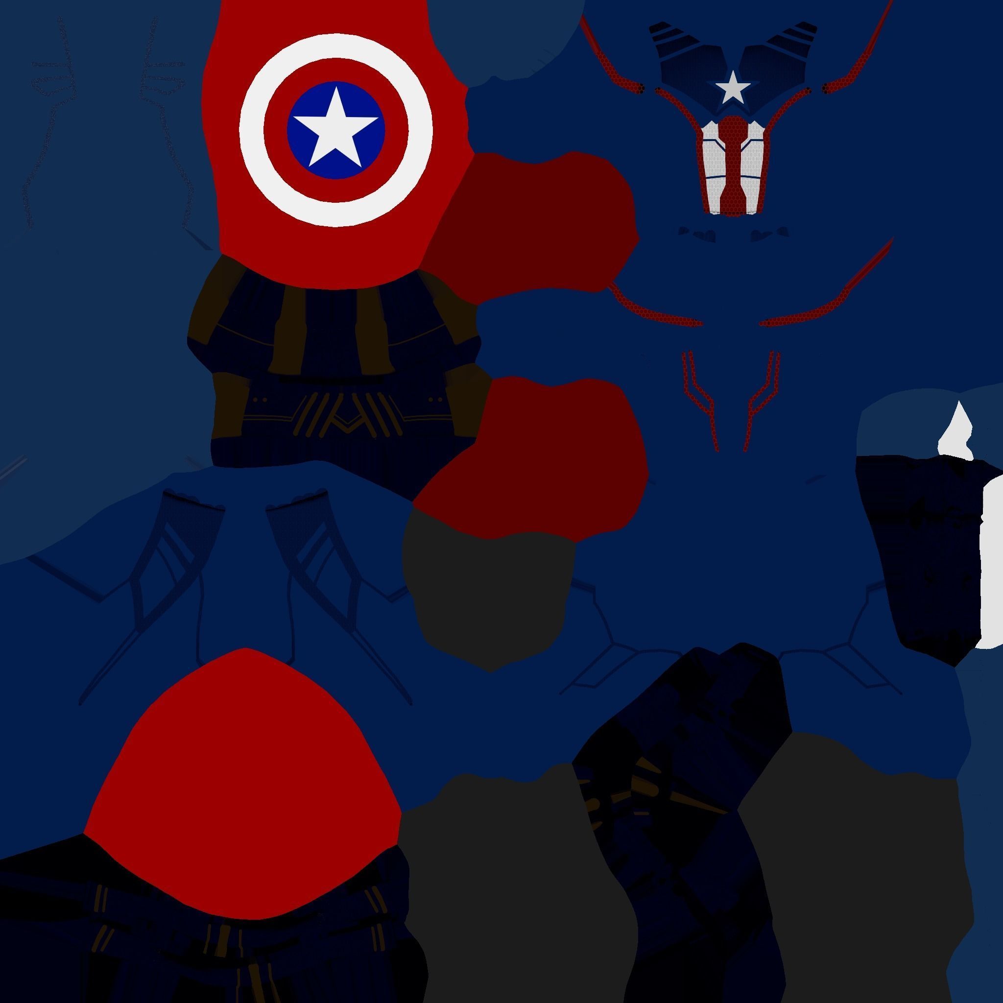 Captain America Outfit 03 - Character Design Fashion Low-poly 3D model_16