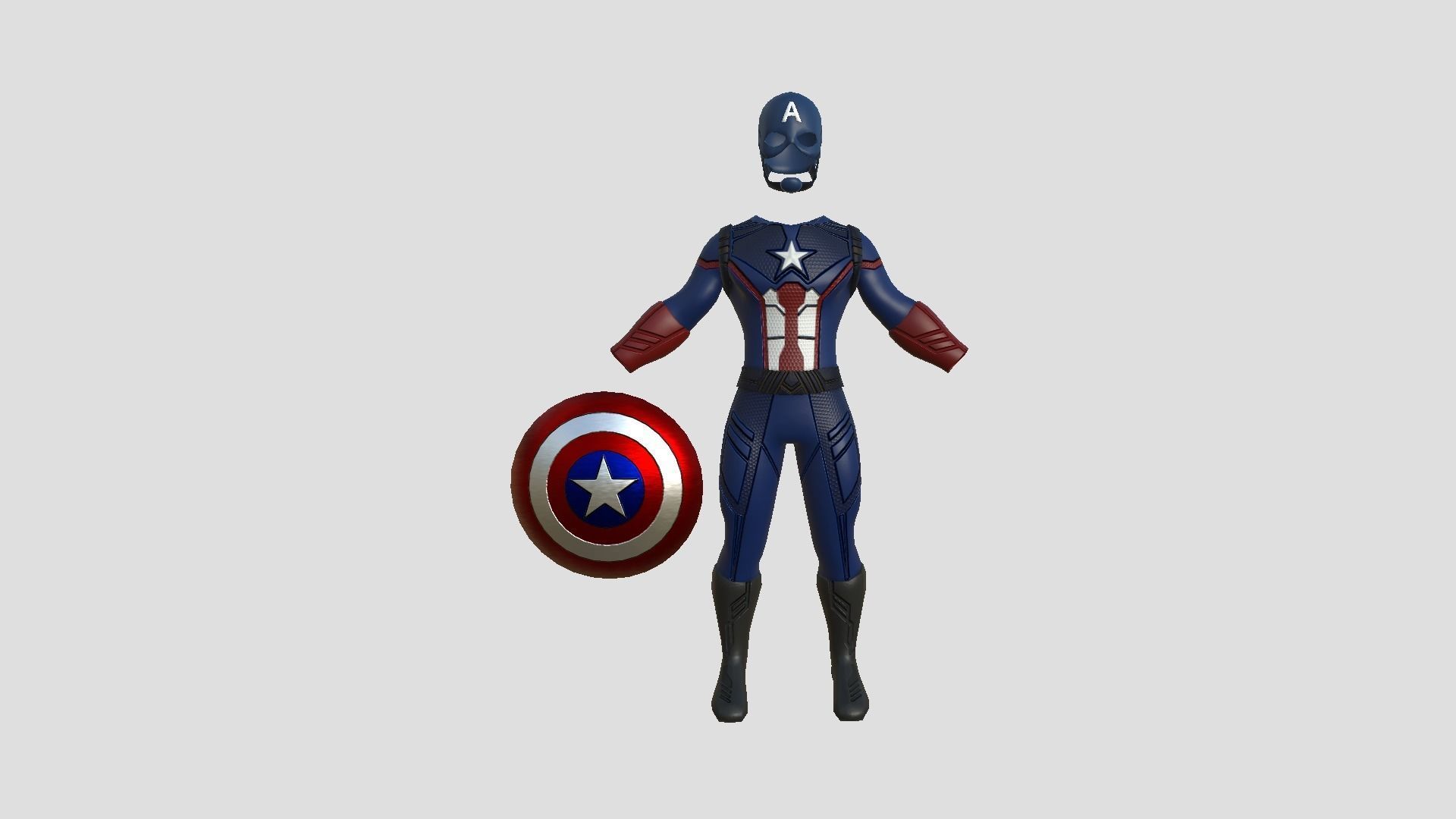 Captain America Outfit 03 - Character Design Fashion Low-poly 3D model_2