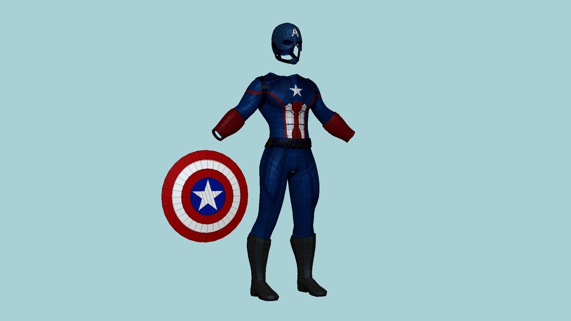 Captain America Outfit 03 - Character Design Fashion Low-poly 3D model_6
