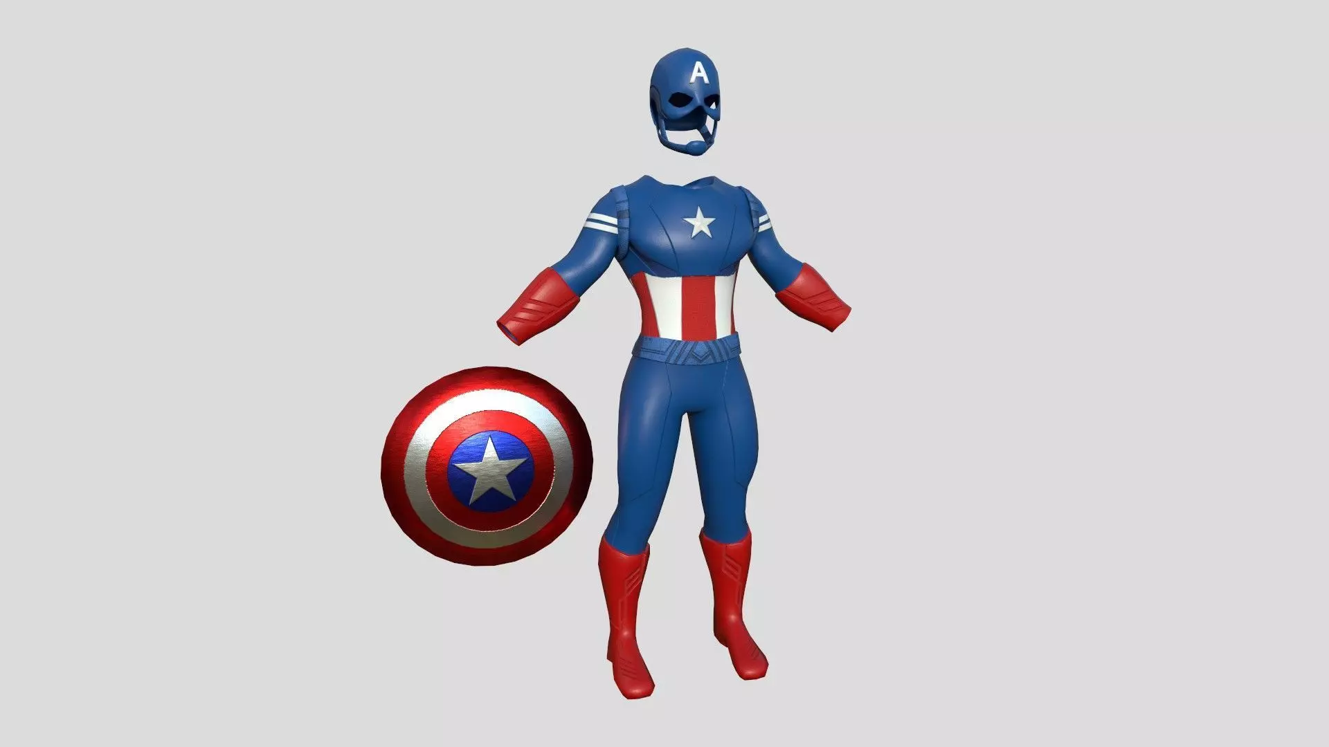 Captain America Outfit 04 - Character Design Fashion Low-poly 3D model_0