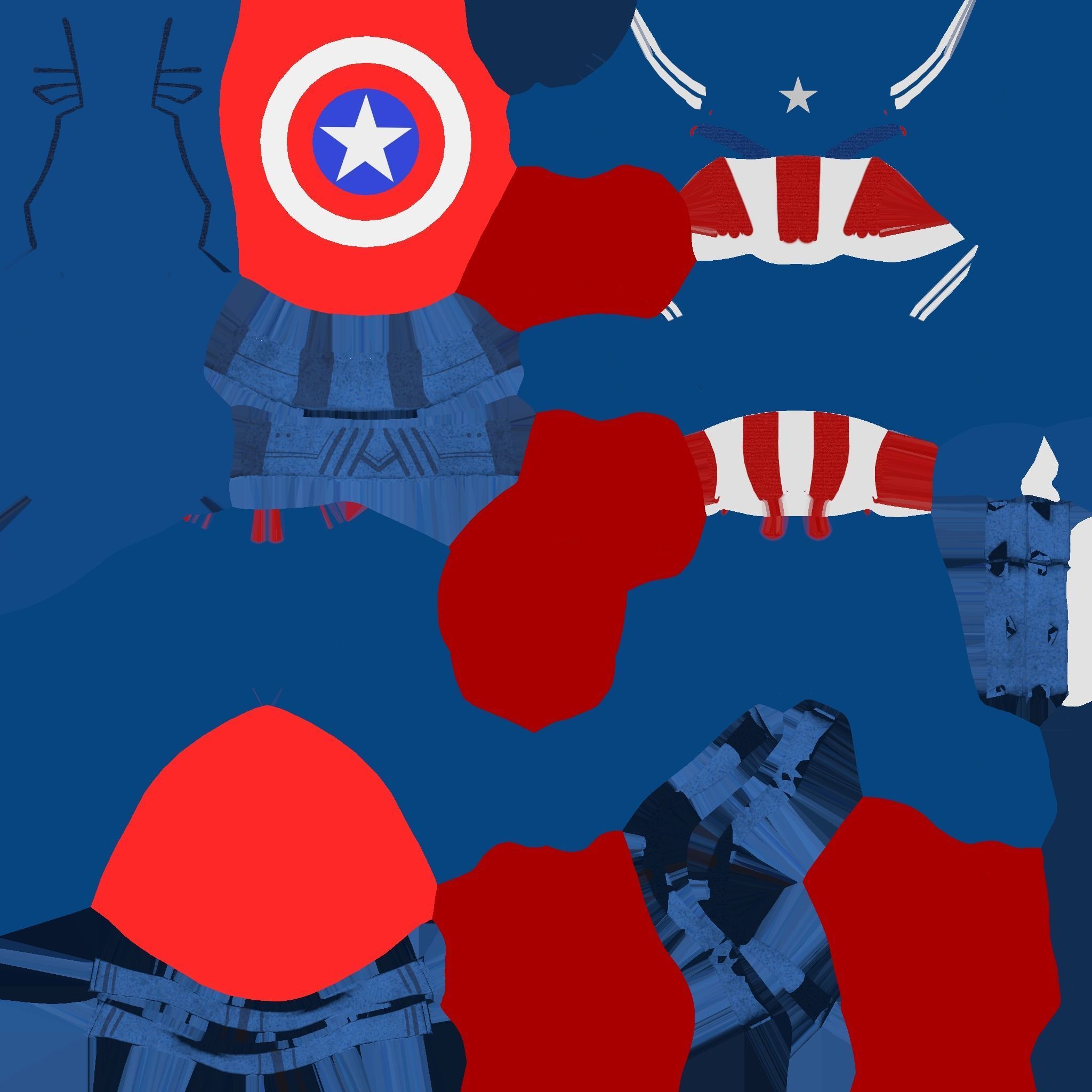 Captain America Outfit 04 - Character Design Fashion Low-poly 3D model_17