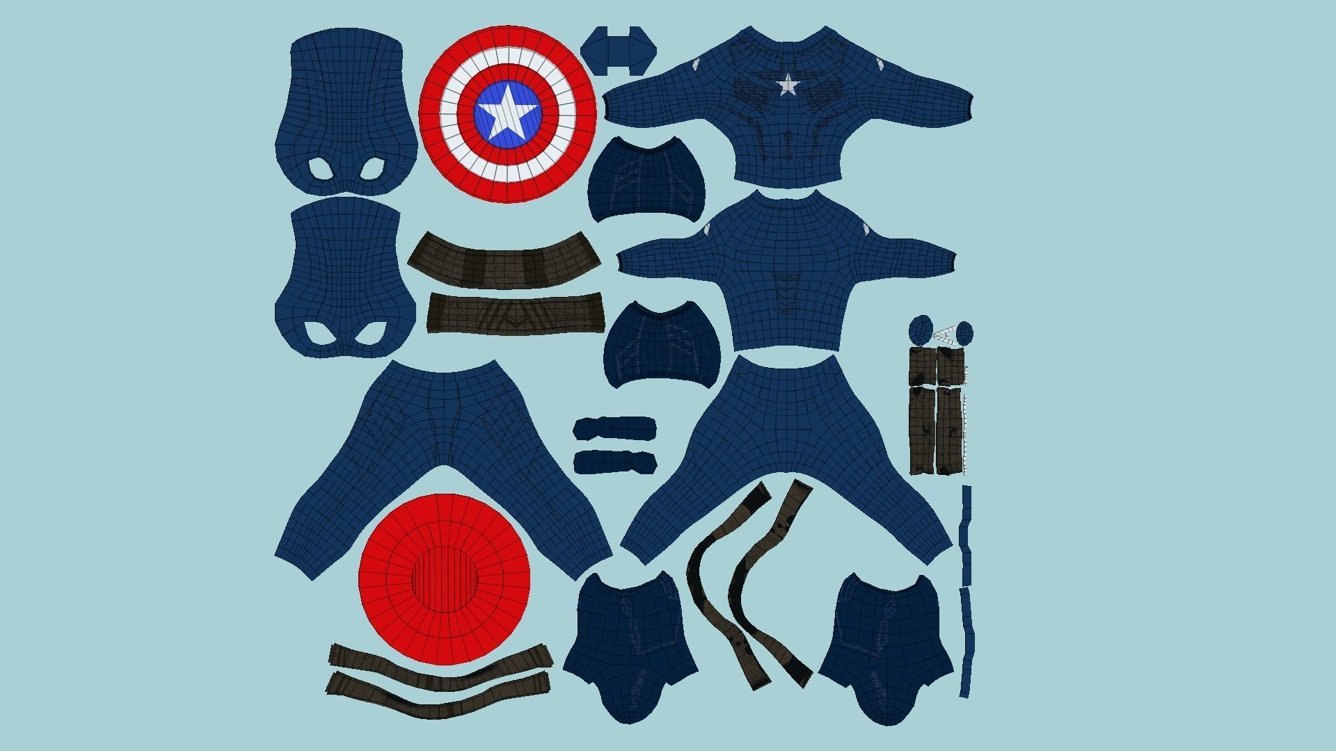 04 Captain America Outfits - Character Design Fashion 3D Model Collection_32