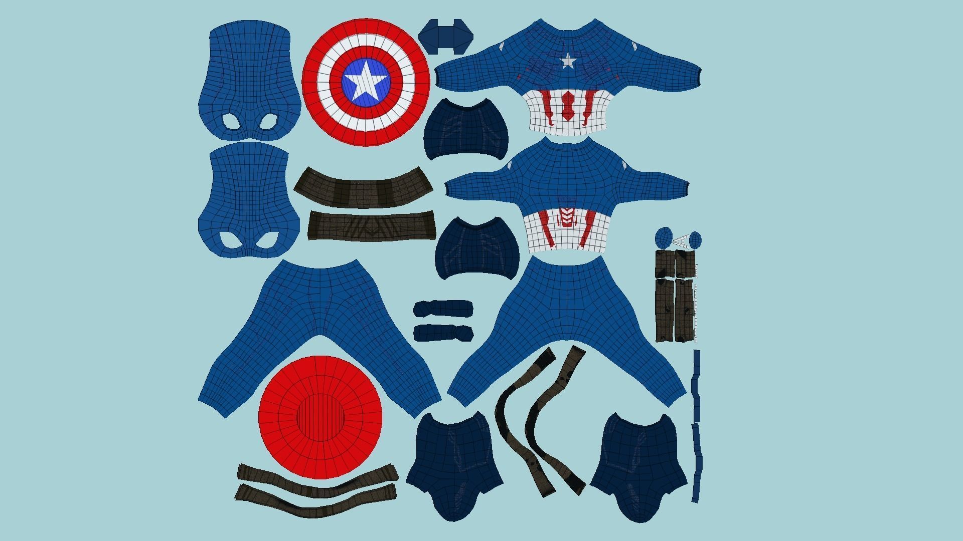 04 Captain America Outfits - Character Design Fashion 3D Model Collection_35