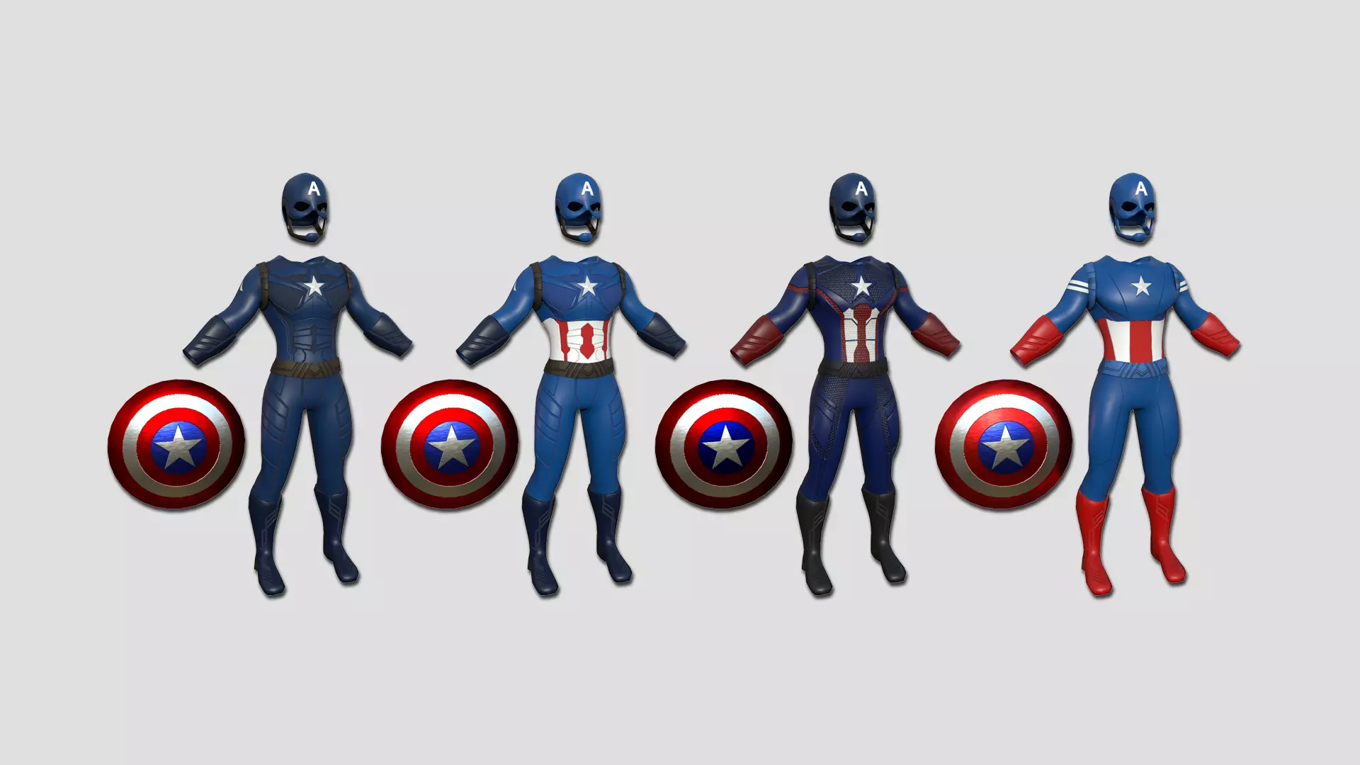 04 Captain America Outfits - Character Design Fashion 3D Model Collection_0