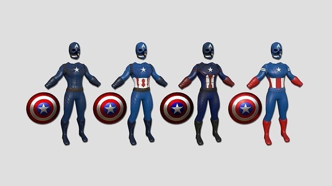 04 Captain America Outfits - Character Design Fashion 3D Model Collection