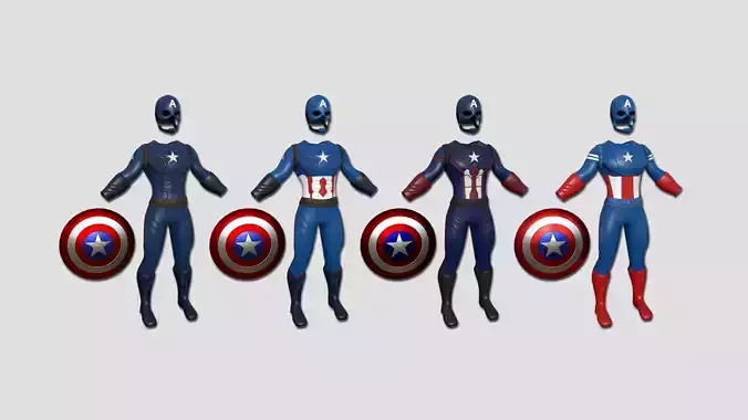 04 Captain America Outfits - Character Design Fashion 3D Model Collection