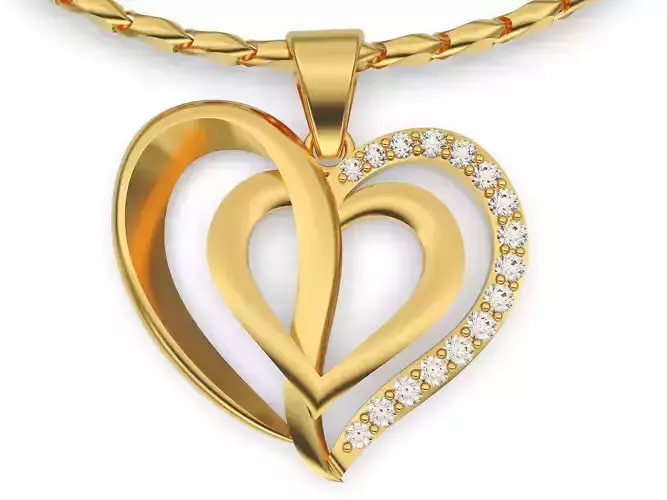 Fashion Heart pendant silver gold printable jewelry 3D model