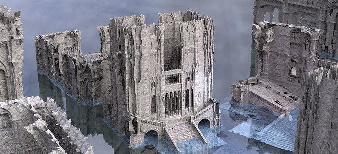 Cthulhu Cult halls 3 Models Kit bash 3D 3D model